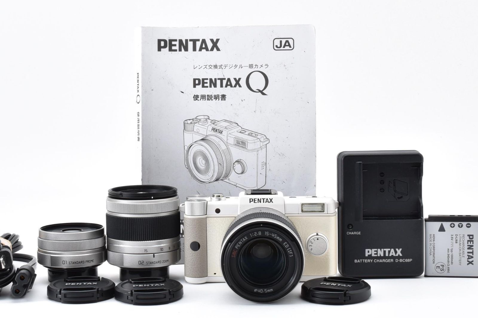 [完動美品] 680ショット Pentax Q 01 02 06 レンズキット ホワイト ミラーレス一眼 #3032771A