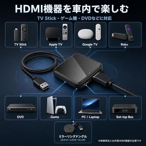 ☆新品☆【新型】カーテレビメイト Car TV Mate Pro Max carplayワイヤレス HDMI入力 車でyoutube見る 車でネットフリックス見る Andoriod Autoワイヤレス化 無線 ファイヤースティックを車で見る 1efc56f2