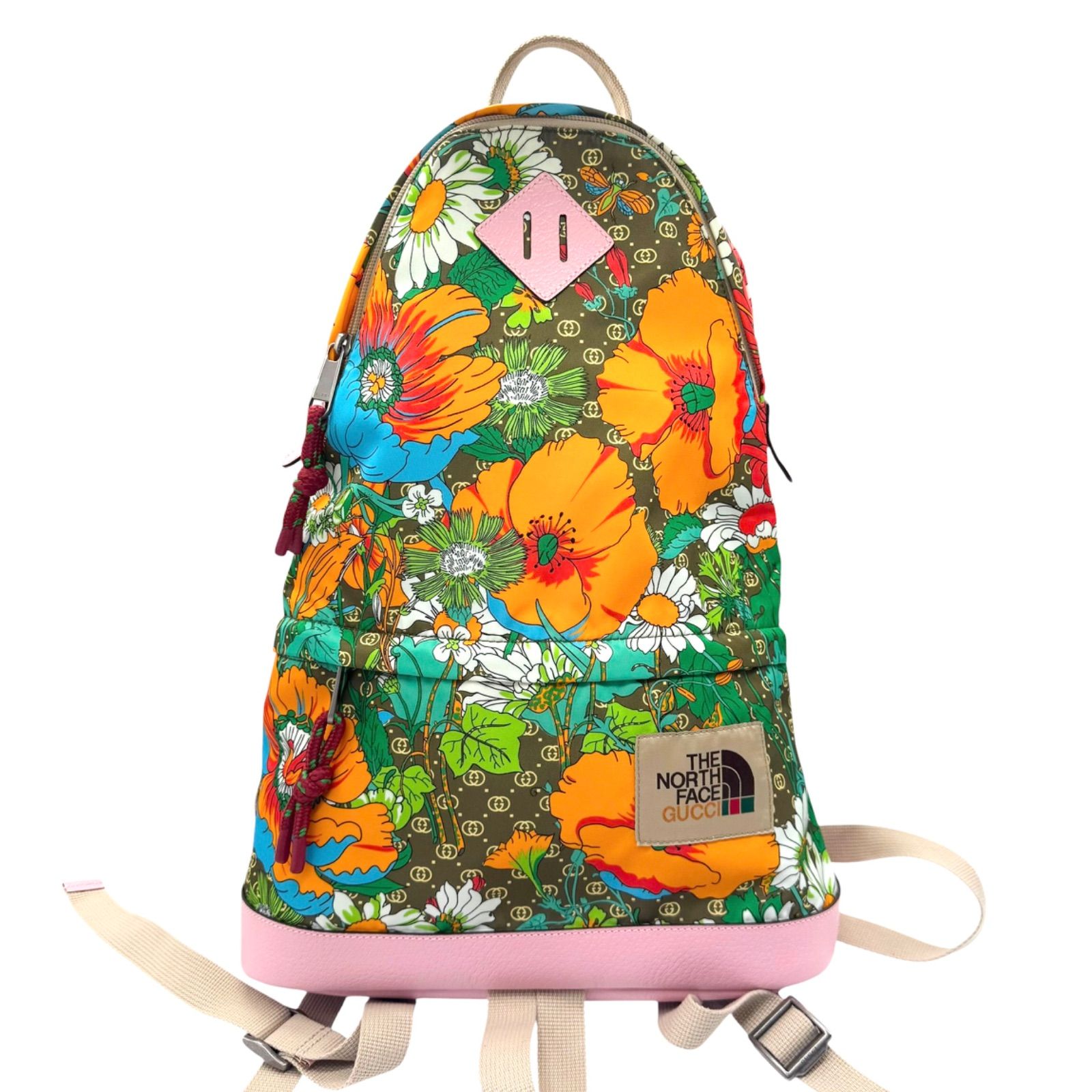 GUCCI × THE NORTH FACE　グッチ　ノースフェイス　コラボ　バックパック　リュック　650288　フローラ　花柄　インターロッキングG　マルチカラー　ナイロン　レザー　大容量　レディース　メンズ　ユニセックス　ブランド　ハイブランド　5350 73,590円