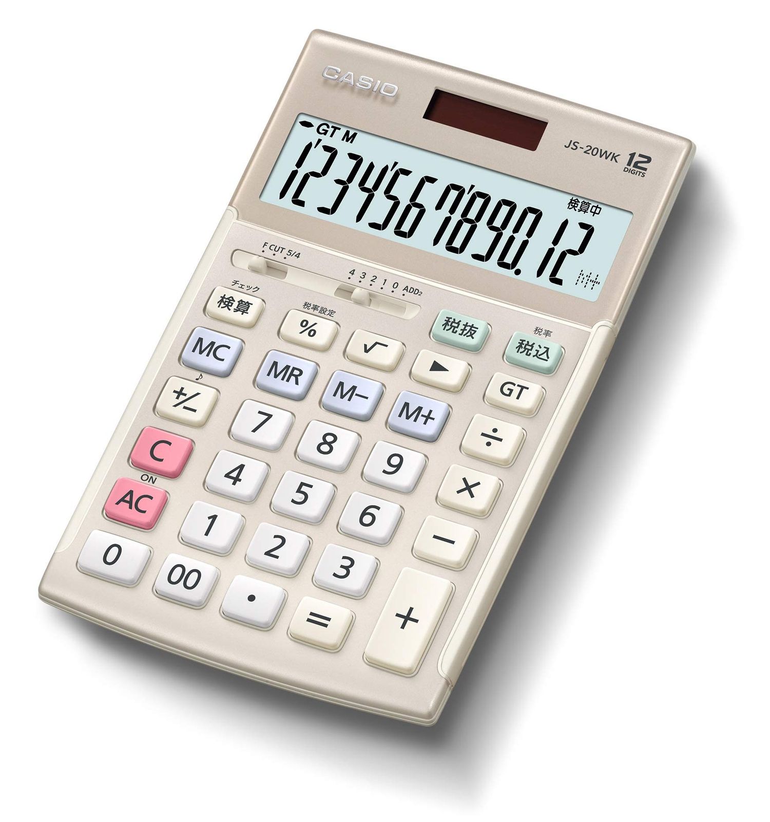 カシオ 本格実務電卓 12桁 検算機能 グリーン購入法適合 ジャストタイプ ゴールド JS-20WK-GD [ゴールド] [単品]