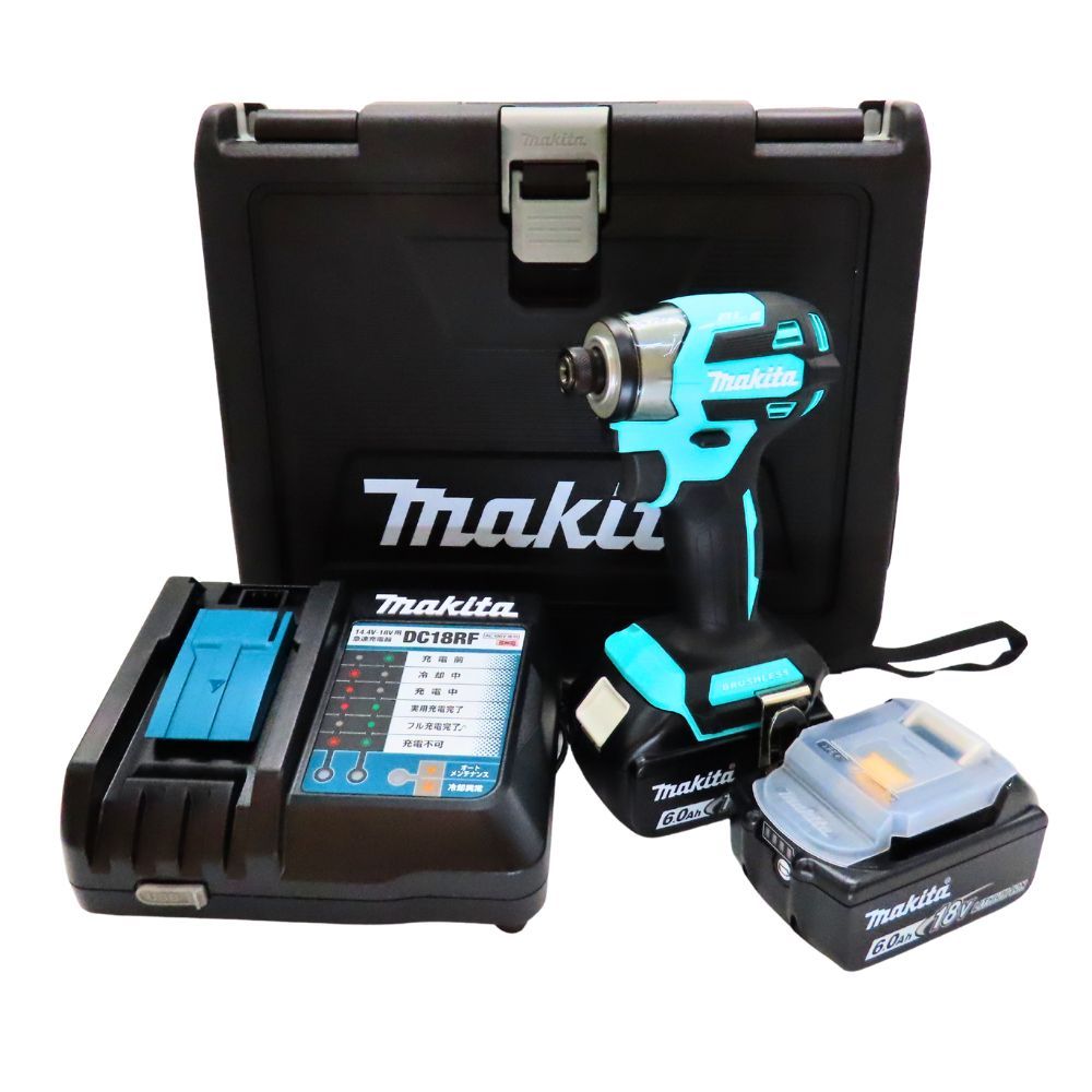 【中古】 Makita マキタ TD173DGXTB ターコイズブルー 限定色 18V 充電式インパクトドライバ フルセット バッテリー 充電器 ケース付 新品 未使用品 A2603667
