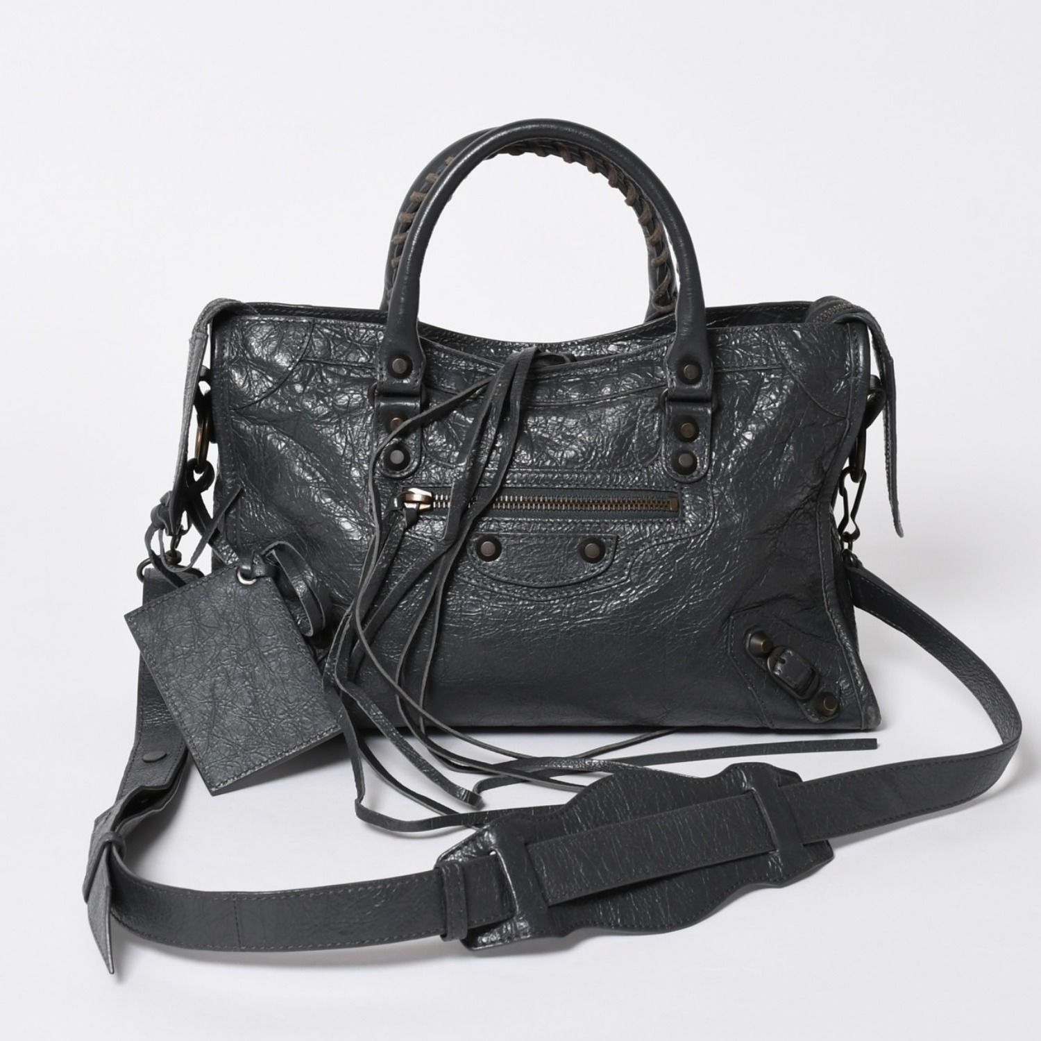 極美品 BALENCIAGA バレンシアガ 新型 クラシック シティ S ハンドバッグ 431621 ショルダーバッグ グレー 中古 4a006916