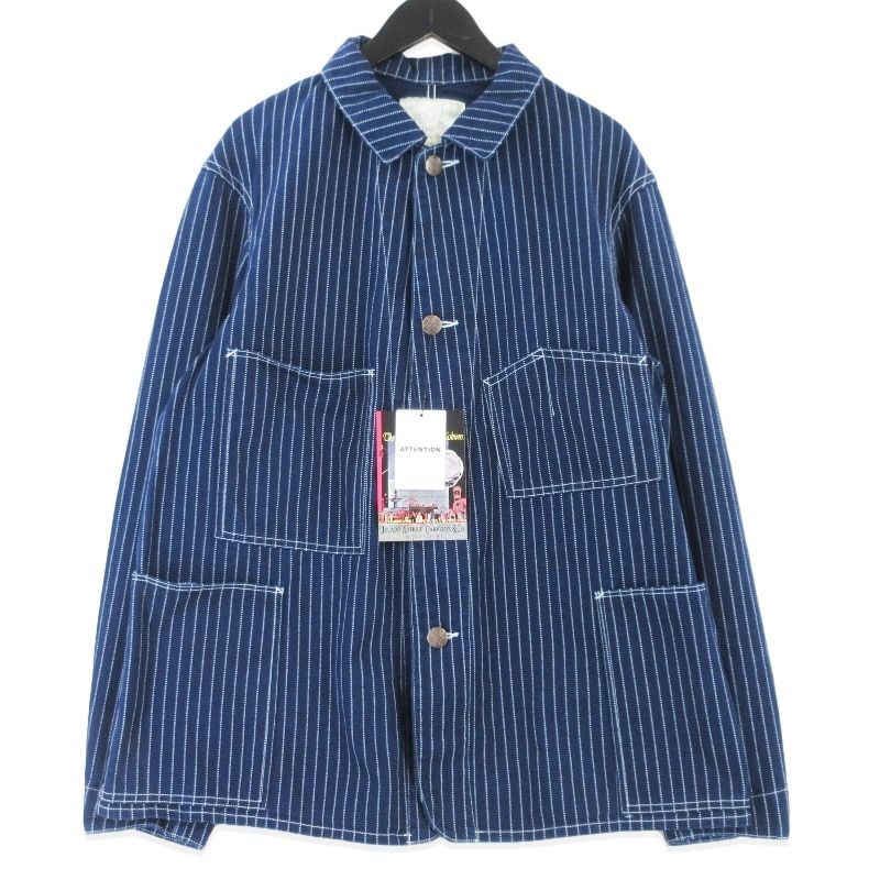 未使用 JELADO ジェラード Steelbeam Coat AG11406 スチールビームコート カバーオール ウォバッシュ ストライプ インディゴ L 99001683