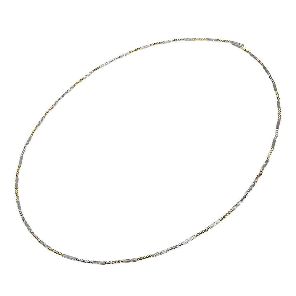 【本物保証】 超美品 ネックレス 12.4g K18YG/PG/WG スリーカラーゴールド Pt950 プラチナ 磁石入 マグネット ワイヤー 変形 ノーブランド