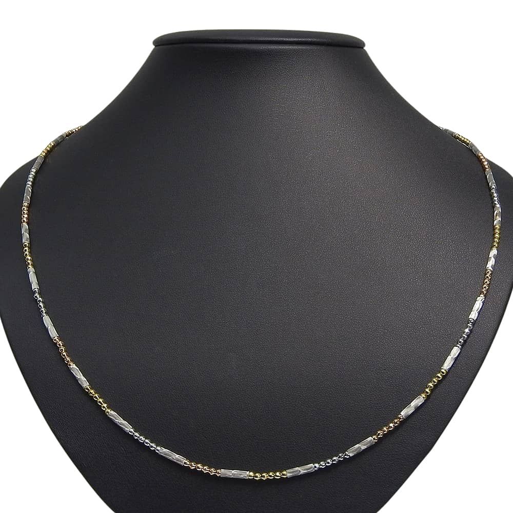 【本物保証】 超美品 ネックレス 12.4g K18YG/PG/WG スリーカラーゴールド Pt950 プラチナ 磁石入 マグネット ワイヤー 変形 ノーブランド