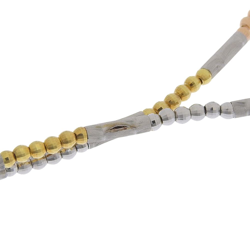 【本物保証】 超美品 ネックレス 12.4g K18YG/PG/WG スリーカラーゴールド Pt950 プラチナ 磁石入 マグネット ワイヤー 変形 ノーブランド
