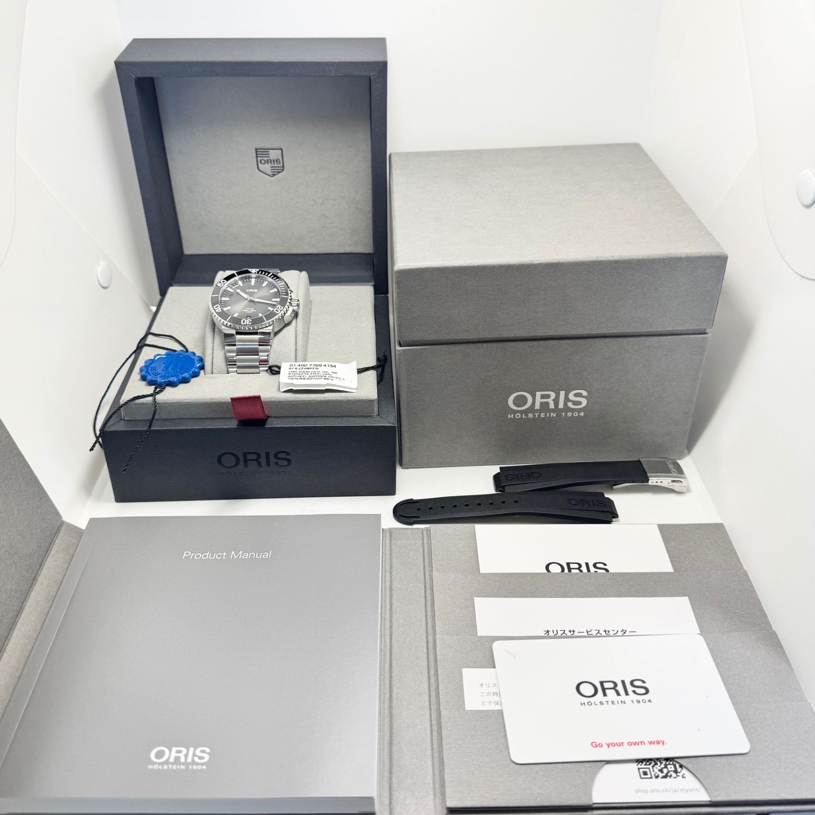 腕時計 メンズ オリス ORIS アクイス デイト キャリバー400 01 400 7769 4154 自動巻 黒/グレー 裏スケ デイト表示