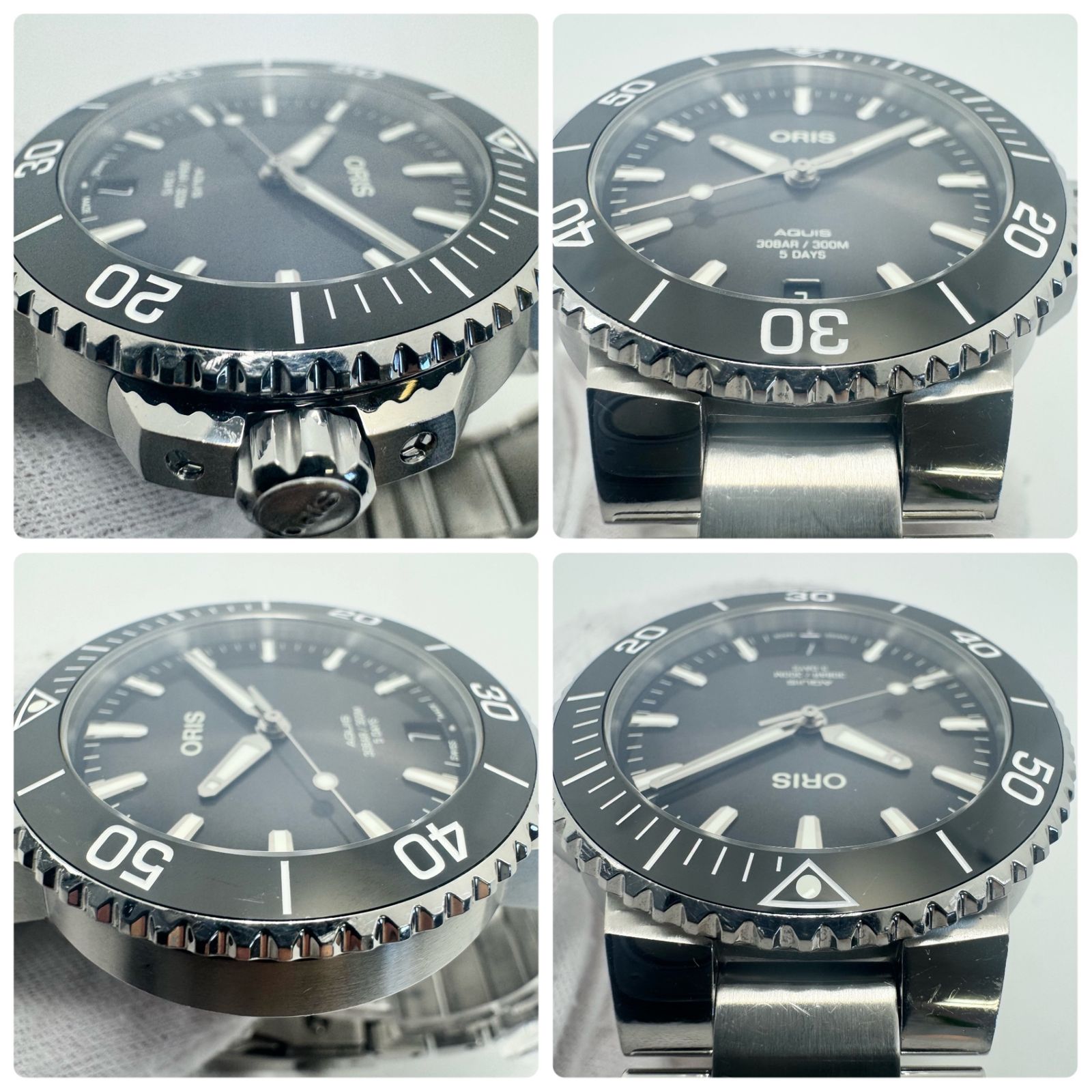 腕時計 メンズ オリス ORIS アクイス デイト キャリバー400 01 400 7769 4154 自動巻 黒/グレー 裏スケ デイト表示