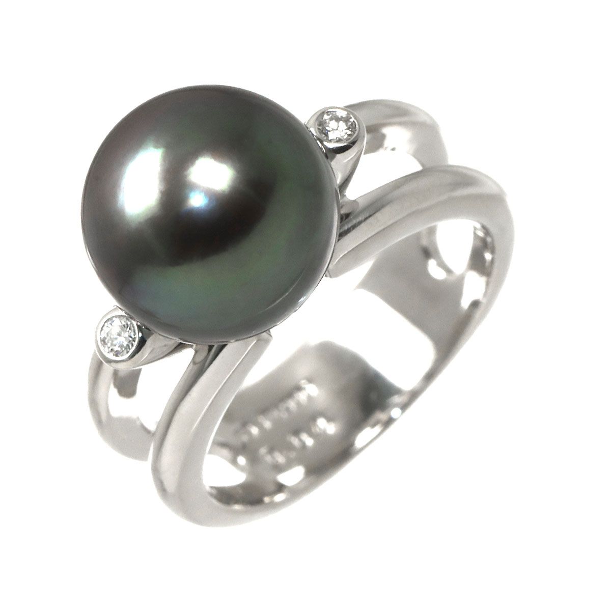 タサキ TASAKI 8.5号 リング 黒蝶真珠 10.6mm ダイヤ 0.04ct Pt プラチナ 指輪 パール 田崎真珠 Black Pearl Ring 90331490 62,700円