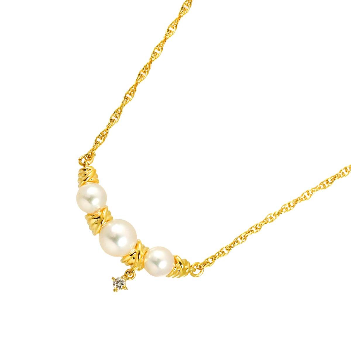タサキ TASAKI アコヤ真珠 5.9-4.8mm ダイヤ 0.03ct ネックレス 39cm K18 YG 750 パール 田崎真珠 Akoya Pearl Necklace 90332848