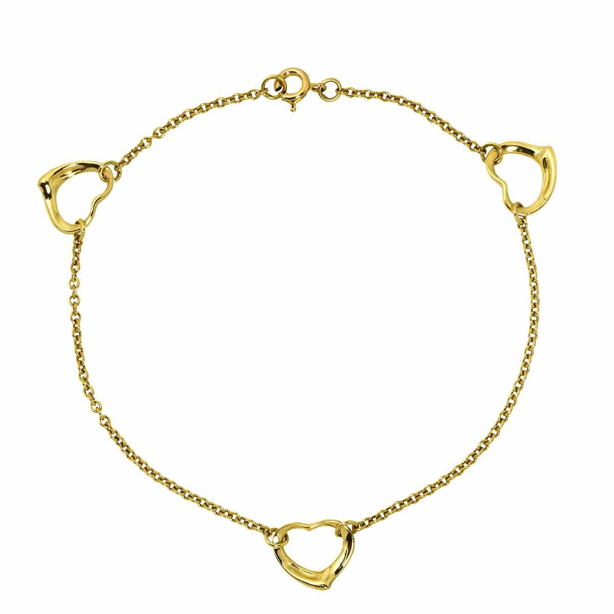 ティファニー TIFFANY&CO. オープンハート 3P ブレスレット 17.5cm K18 YG イエローゴールド 750 Bracelet 90334333