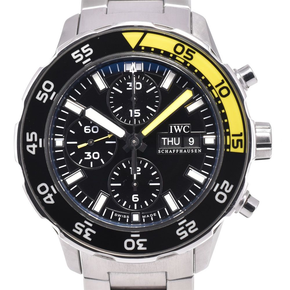 値下 IWC SCHAFFHAUSEN IW376711 アクアタイマー クロノグラフ ブラック 自動巻き メンズ 良品 内箱・保証書付き 腕時計 E#145809