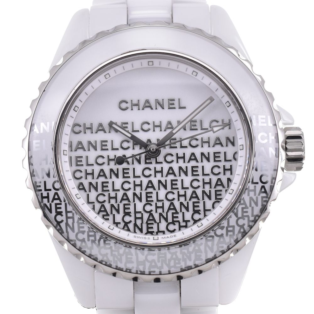 値下 シャネル CHANEL H7419 J12 限定品 ホワイト クォーツ ユニセックス 美品 箱付き 腕時計 E#147205