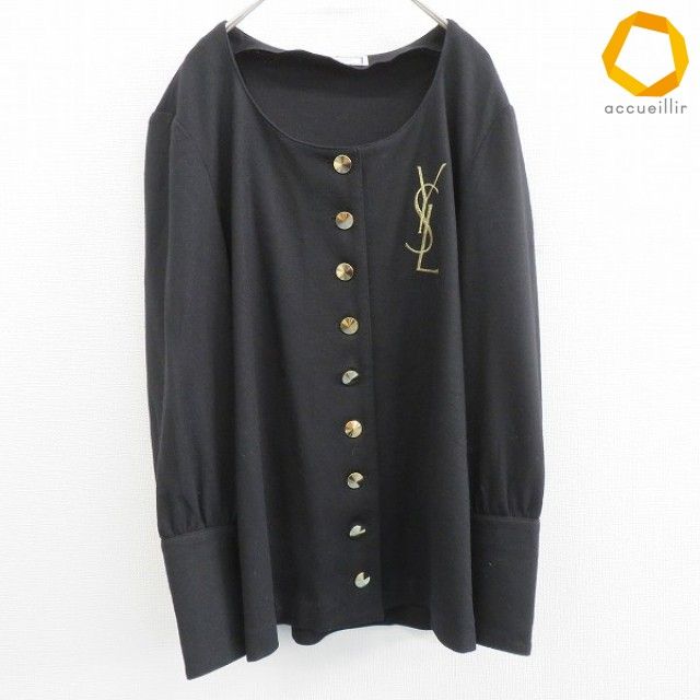 イヴサンローラン Yves Saint Laurent ヴィンテージ カーディガン ジャケット ロゴ ボタン 刺繍 ラメ レディース [a1006419]