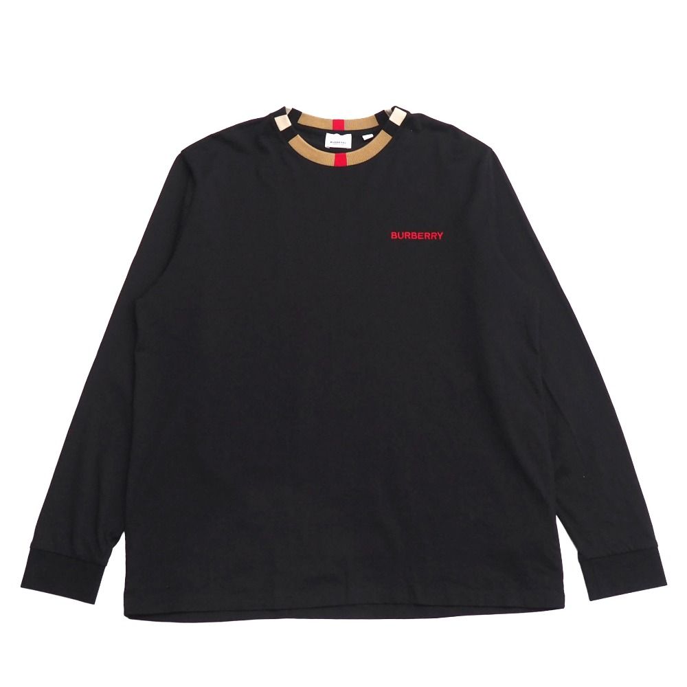 ■美品■BURBERRY バーバリー Jalad Check Neck 長袖Ｔシャツ サイズL ロゴ刺繍 ロンT 長袖カットソー ブランド古着【中古】20260824/RB0517 21,000円