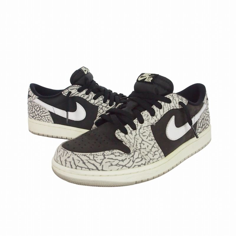 ナイキ NIKE エアジョーダン1 レトロ ロー OG Air Jordan 1 Retro Low OG エレファントパターン セメント柄 スニーカー US 9 27.0 cm ブラックセメント CZ0790-001