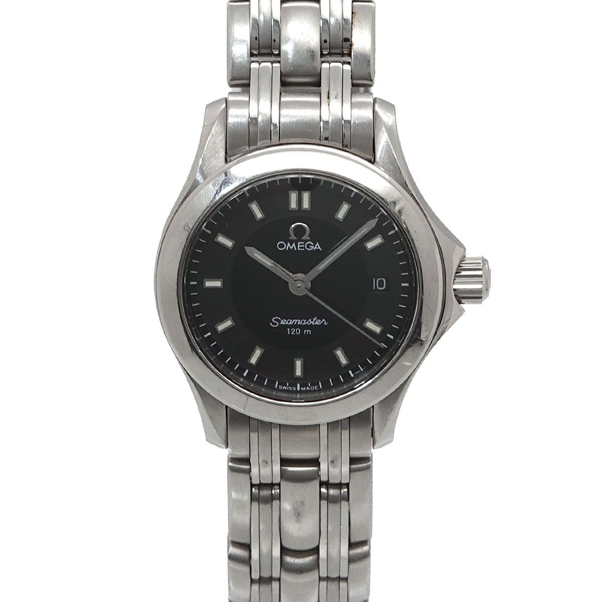 オメガ OMEGA シーマスター120 2581 52 日本限定 レディース 腕時計 デイト ブラック クォーツ ウォッチ Seamaster 90336329