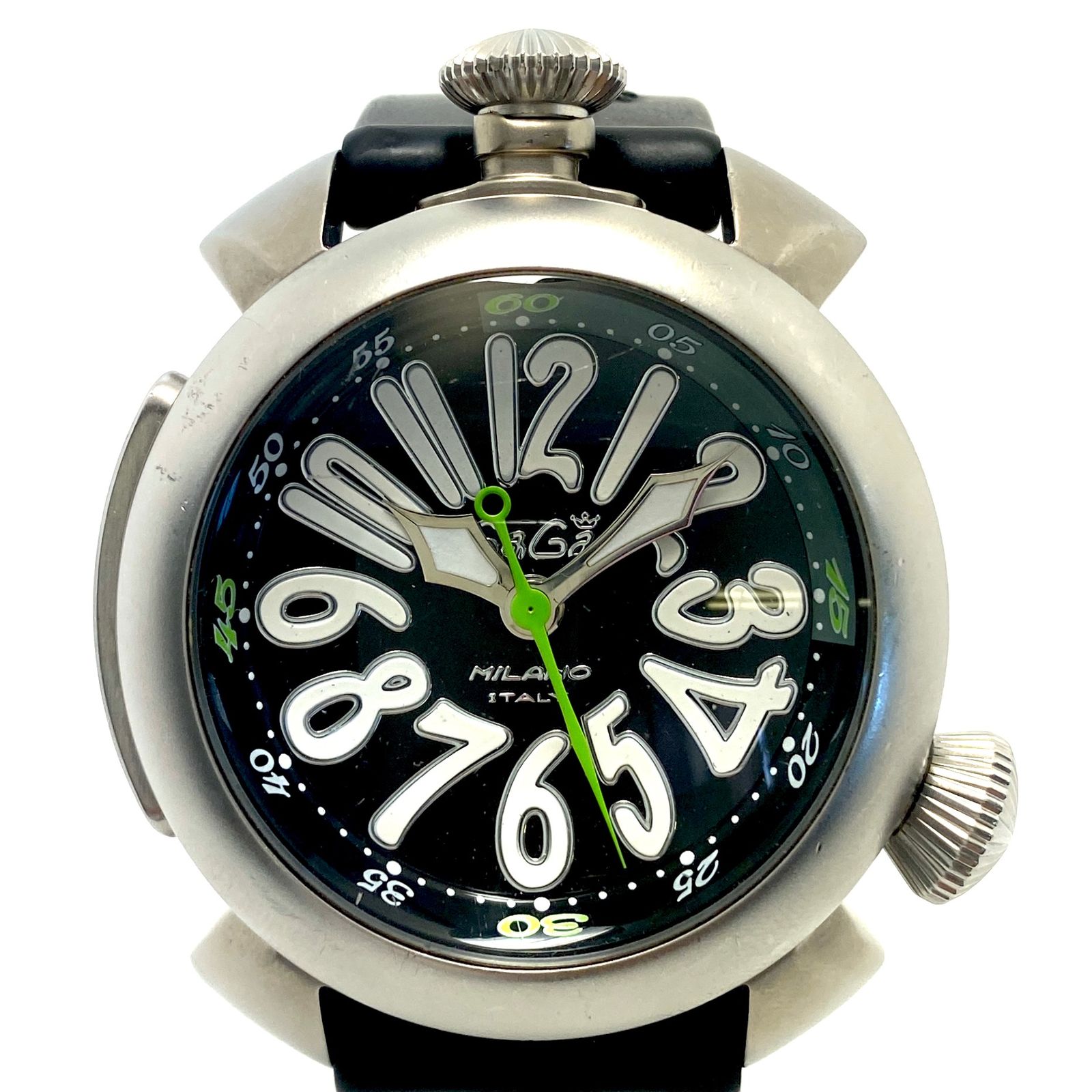 腕時計 メンズ ガガミラノ GaGa MILANO ダイビング 48MM プロフェッショナル 5040.1 自動巻 黒 チタニウム ラバーベルト