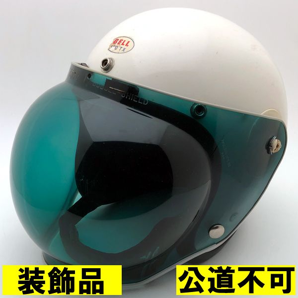 【装飾品・公道不可】60-'61 3rdモデル中期 水貼り Wストラップ 当時物シールド BELL 500-TX WHITE 57cm 【海外直輸入中古品】スモールジェットヘルメット オープンフェイス アメリカン ベル ホワイト 白色 S～Mサイズ