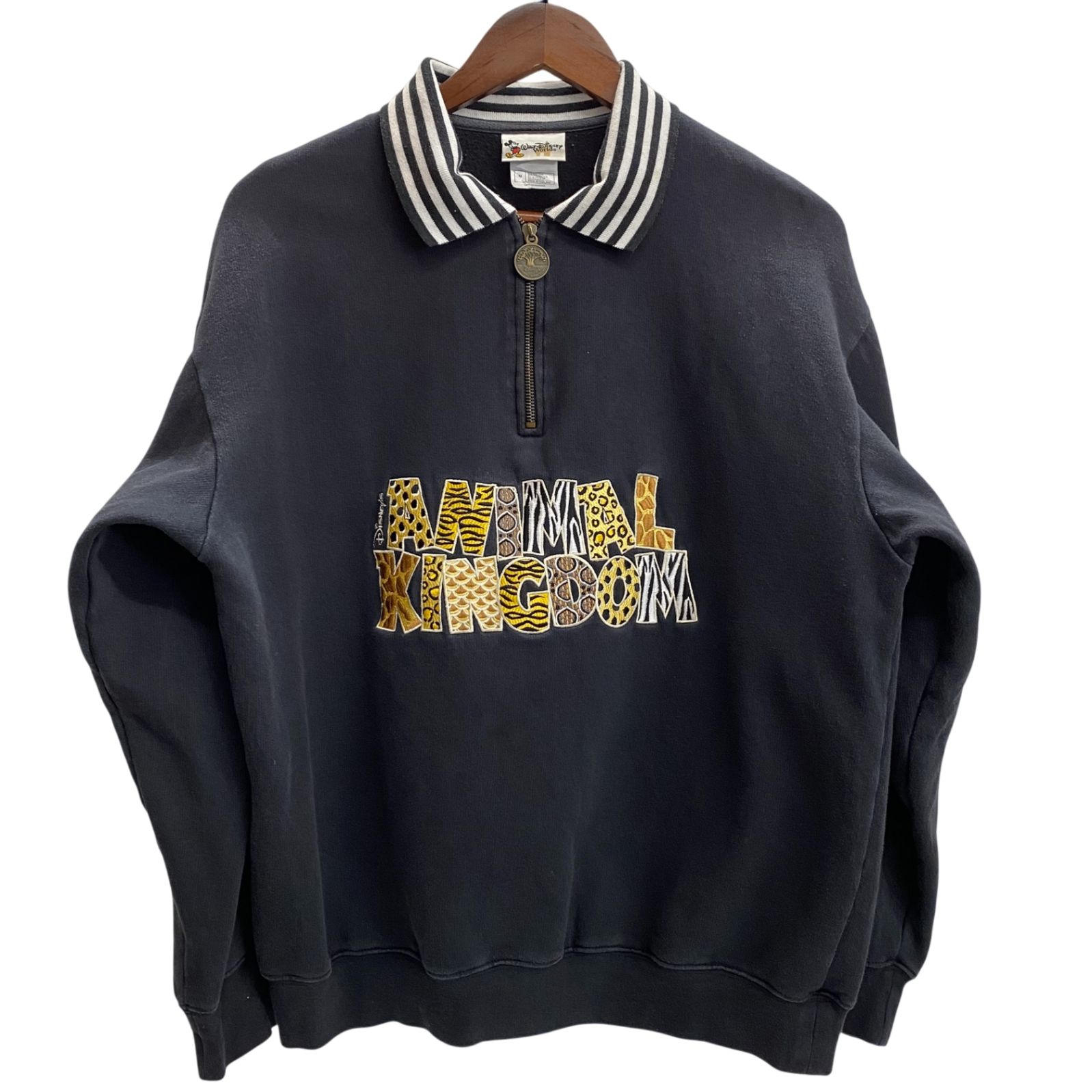 ディズニー DISNEY 90's 00's ANIMAL KINGDOM ハーフジップ スウェット レオパード ボーダー スウェット ブラック Mサイズ 201MT-6513 VB 9,768円