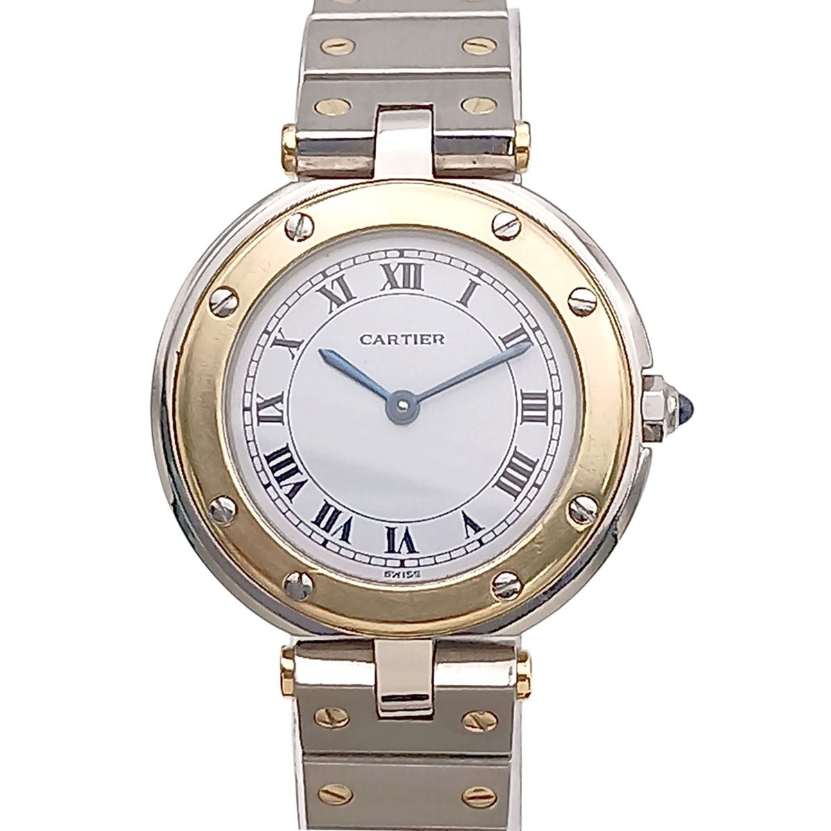 CARTIER カルティエ サントス ロンド ヴァンドーム 27ｍｍ 18K/SS クオーツ 腕時計 8191 レディース K18イエローゴールド ステンレススチール ホワイト シルバー ゴールド 中古