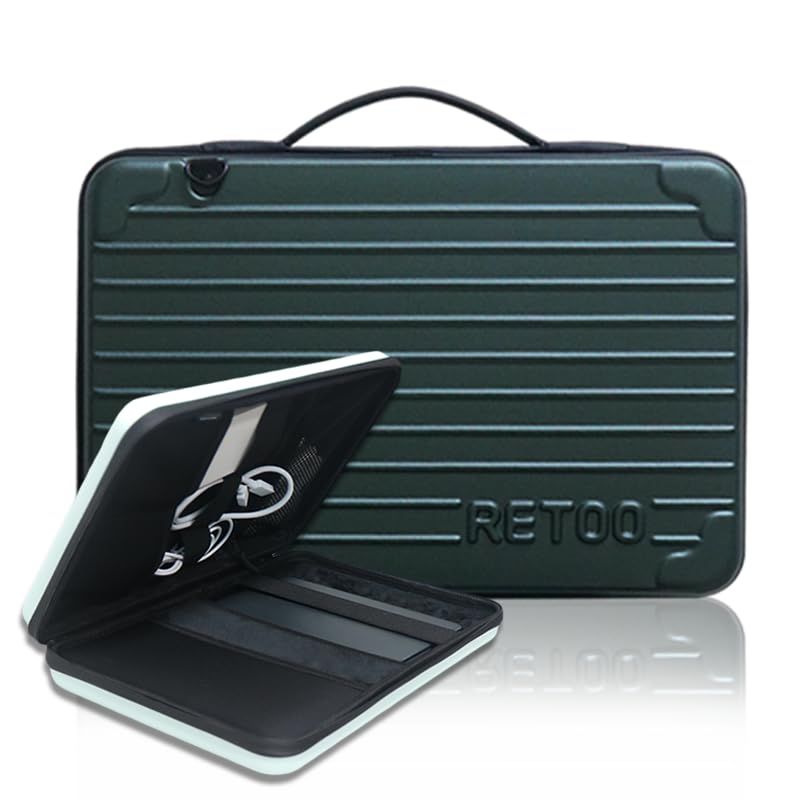 【新品】 [RETOO] ノートパソコン パソコンケース DARK GREEN ハード 13.3 14 15 15.6インチ PCケース パソコンカバー タブレット ケース 耐衝撃 ラップトップ 肩紐 ショルダー 取り外し 軽量 撥水加工 防水 衝撃吸収 パソ 6,215円