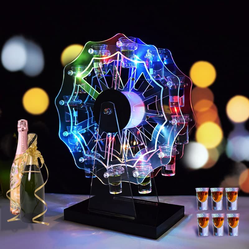 msテキーラ観覧車 12カップ LED酒ボトルの表示棚 収納 パーティ 忘年会 カラオケ カラフル (テキーラ観覧車) abc467ee