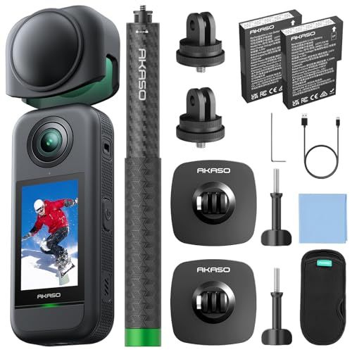 AKASO 360 ウィンターセット 360度カメラ アクションカメラ-5.7K360度動画 72MP360度写真 新型1/2インチ48MPセンサー 360度水平維持 360° スーパースムース 安定化機能 AI編集 見えない自撮り棒効果 2.29