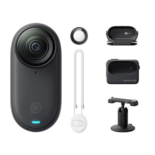 Insta360 GO 3S - 4K小型ウェアラブルVlogビデオカメラ、ハンズフリーPOV、どこでもマウント、手ブレ補正、バッテリー寿命140分、10m防水、AI編集、Apple Find My対応、Vlog/旅行/アウトドア/ペットPOV用 通常版 -
