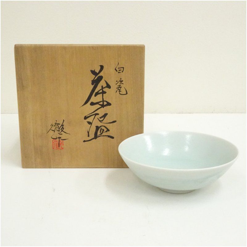 京焼 宇野徹造 白磁茶碗（共箱） 茶道 抹茶 おしゃれ 抹茶茶碗 抹茶碗