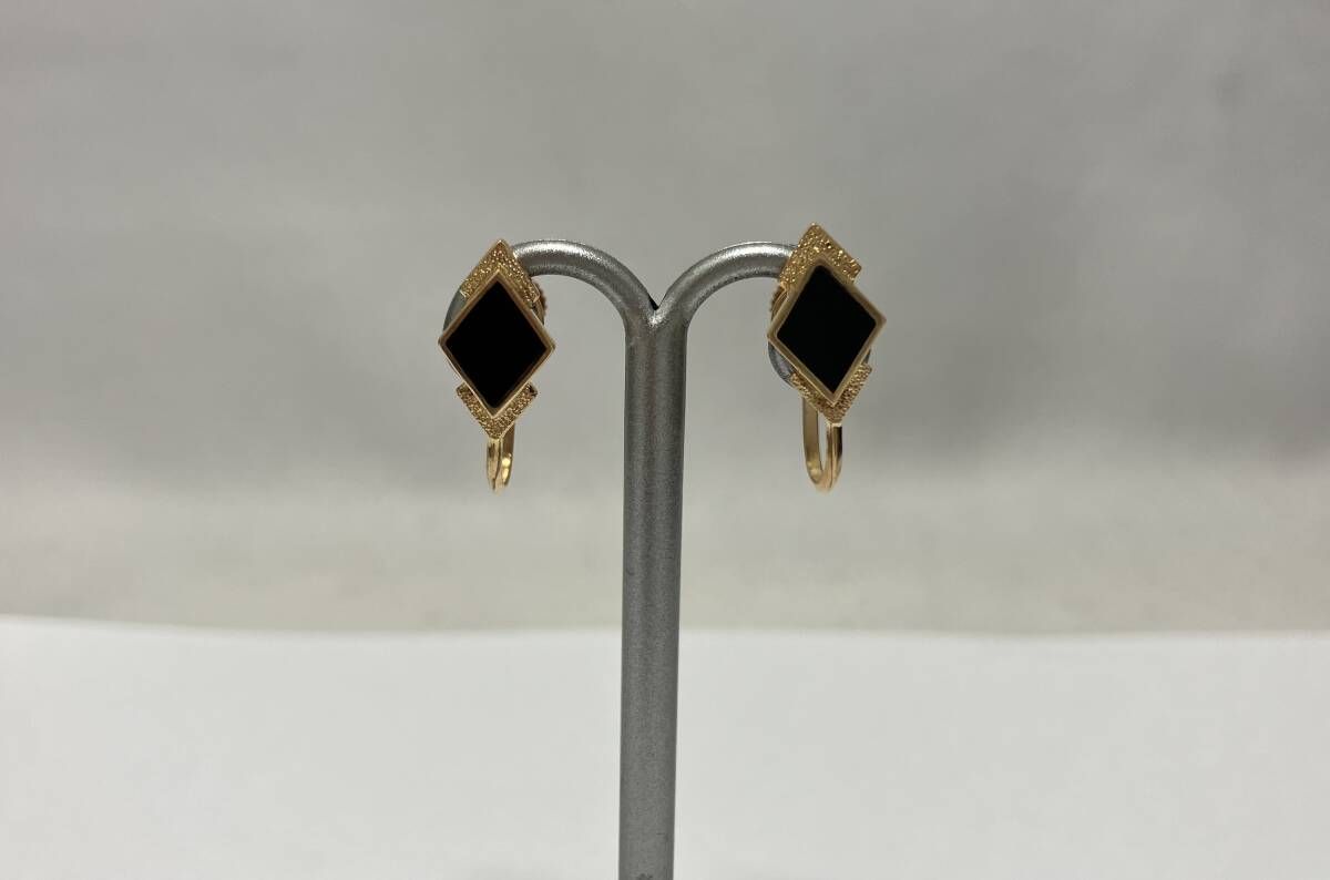 K18 オニキス風イヤリング 約1.85g