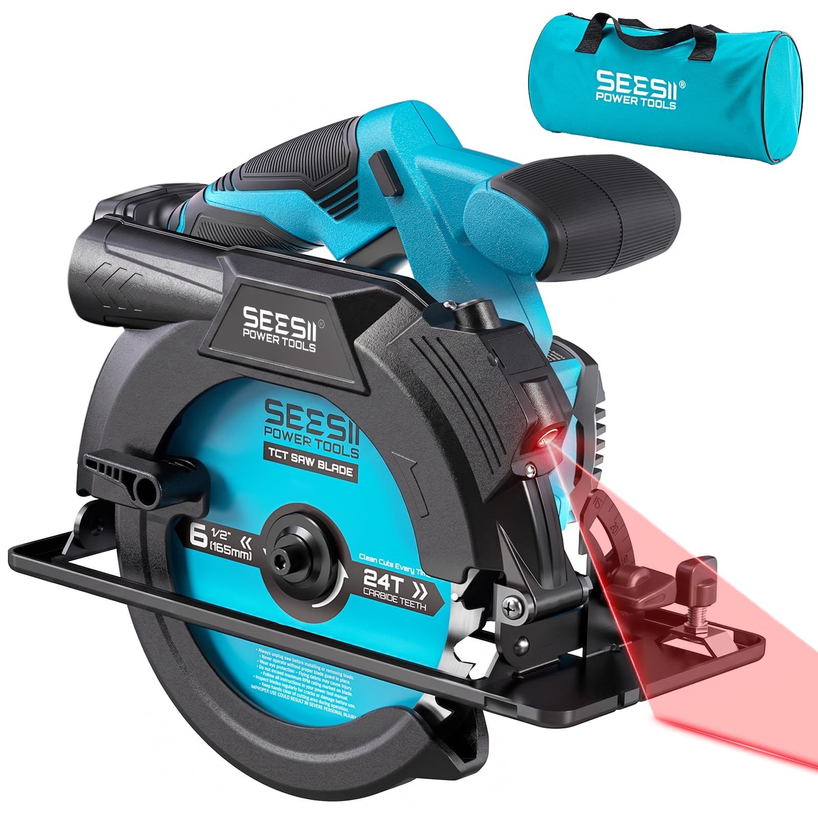 ☆新品☆【2026強化版 レーザー付き】SEESII 充電式 丸のこ 165mm 電動マルノコ 高速切断 ブレーキ付き 高精度 集塵ノズルあり | コードレス 丸ノコ 軽量 本体のみ（バッテリー・充電器別売り） 92fe5a1a