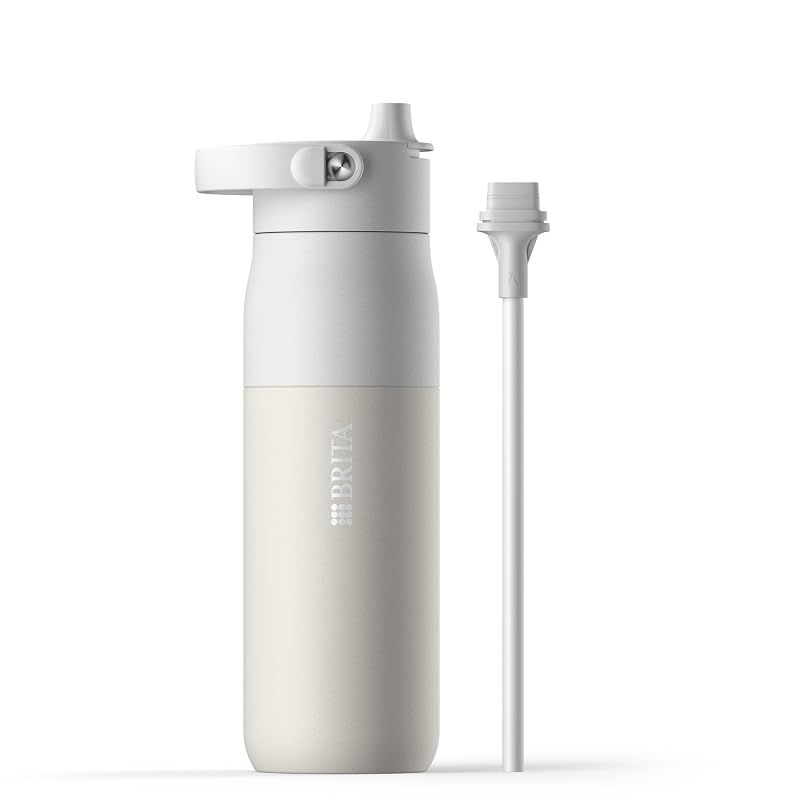 【新品】 ブリタ ラーク 水筒 680ml ステンレス 二重断熱構造 (24時間保冷) ハンドル付き ストロー付き 食洗器対応 BRITA LARQ エッセンシャル ボトル ホワイト