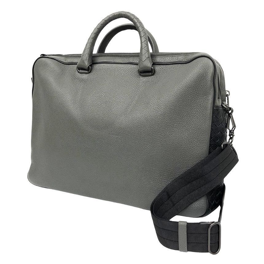 ボッテガヴェネタ BOTTEGA VENETA レザー ビジネスバッグ 2WAY ブリーフケース 440242 グレー×ブラック メンズ バッグ aq13331