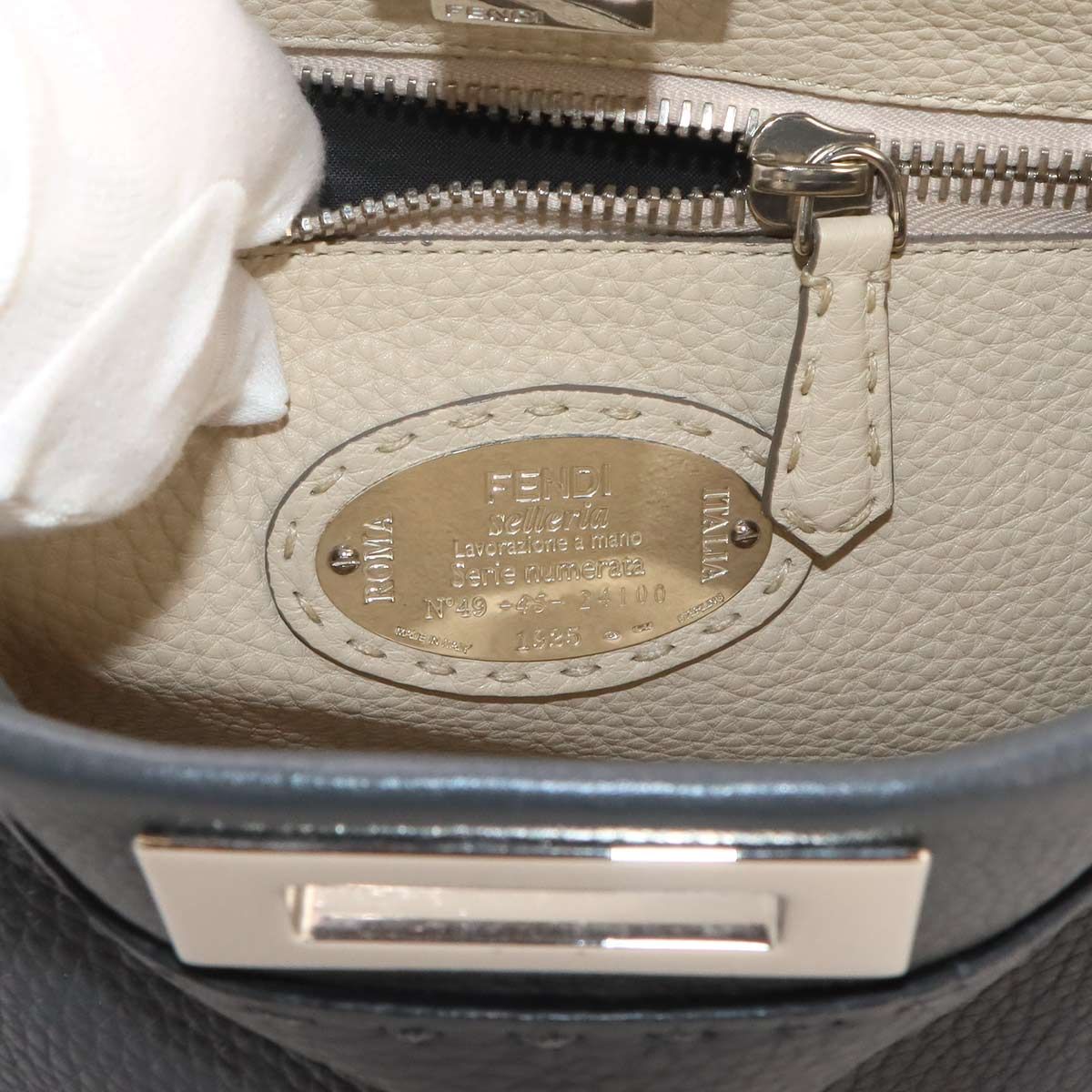 美品 フェンディ FENDI セレリア ピーカブー レギュラー 2way ハンド ショルダー バッグ レザー グレー 8BN290 90334442