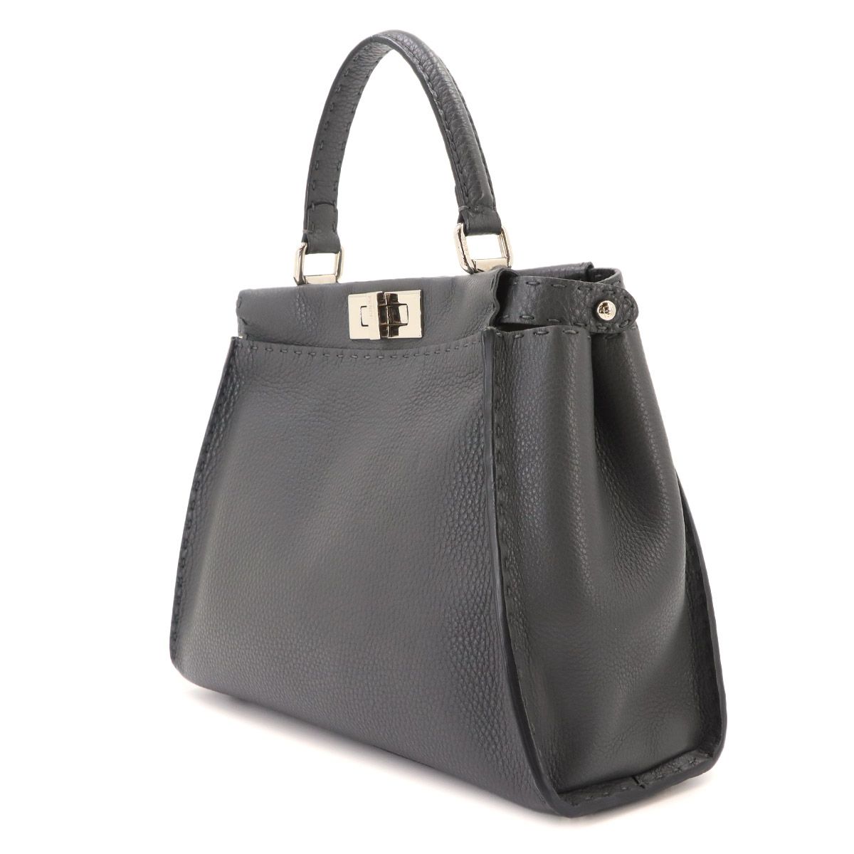 美品 フェンディ FENDI セレリア ピーカブー レギュラー 2way ハンド ショルダー バッグ レザー グレー 8BN290 90334442