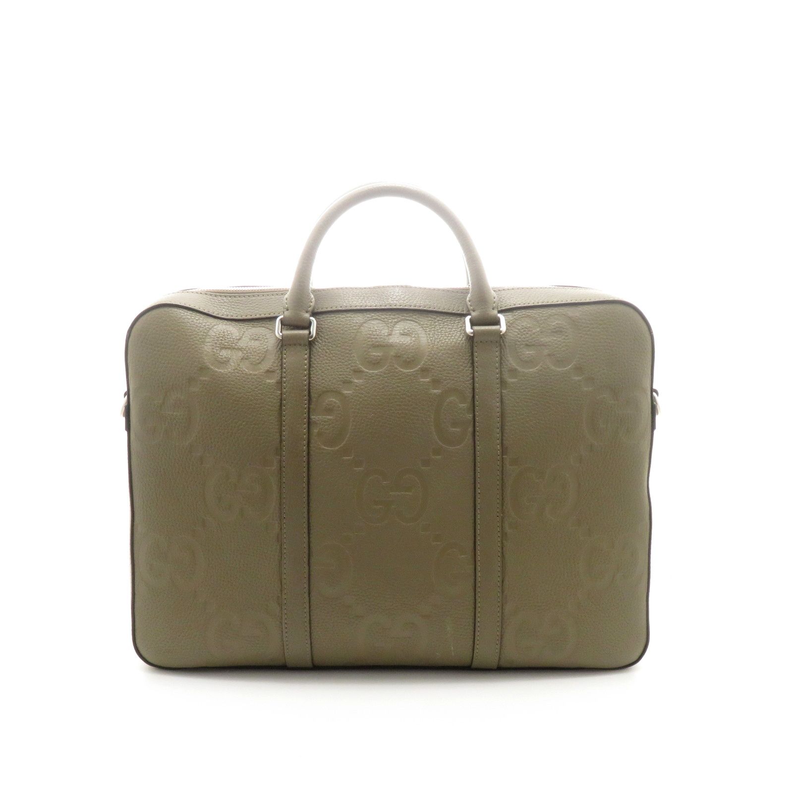 GUCCI グッチ ジャンボGG 2wayブリーフケース カーキ レザー 658573 ハンドバッグ レザー カーキ メンズ【中古】437