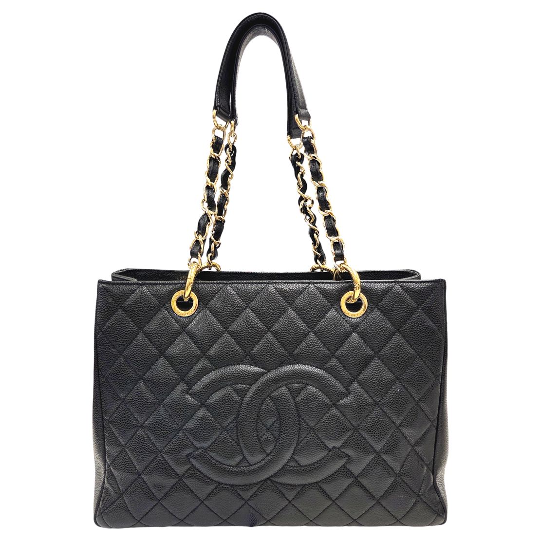 【中古】CHANEL シャネル GST チェーントート キャビアスキン ブラック 16番台 2012年頃 ゴールド金具 グランドショッピングトート トートバッグ レディース お洒落 肩掛け 人気 【ブランドギャラリー心斎橋店】 197,890円