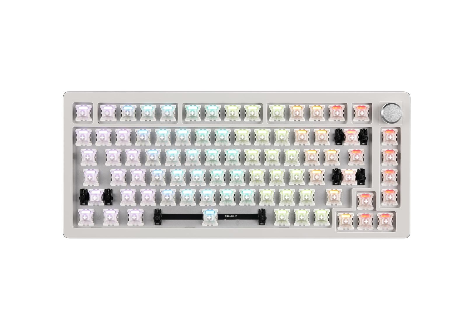 DrunkDeer A75 ラピッドトリガー キーボード メカニカル TKL ゲーム用 磁気スイッチ RGB 有線 USB コンパクト 82キー ノブ付き キーキャップなし ベアボーン ホワイト