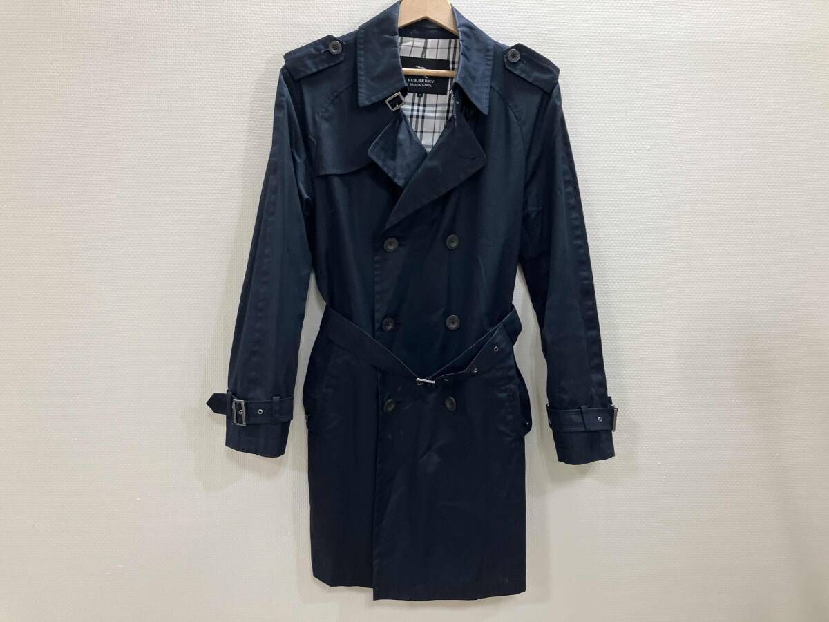 BURBERRY BLACK LABEL バーバリー ブラックレーベル ネイビー 綿トレンチコート コットントレンチコート 綿コート M 春秋 11,979円
