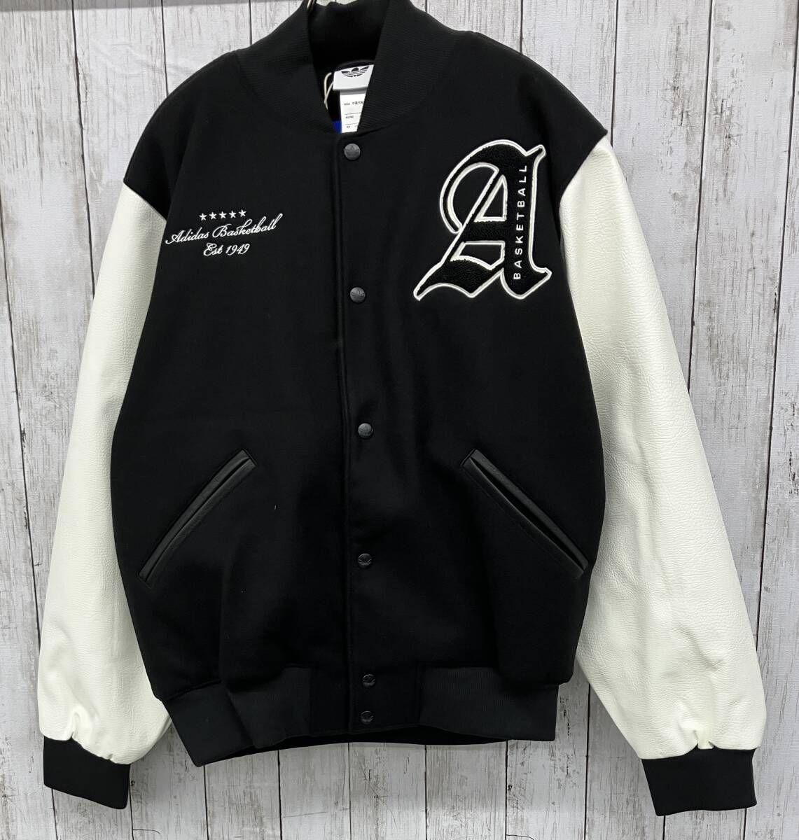 【美品】adidas バスケットボールジャケット アディダス スタジャン ブルゾン KA935 袖切り替え size M