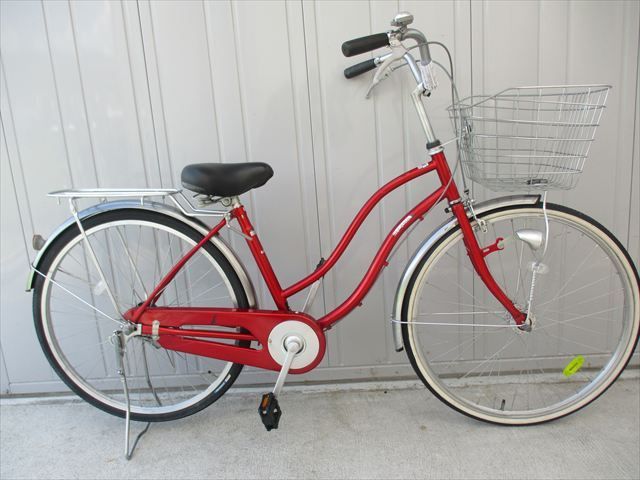F416★整備済み★完成車発送★中古ママチャリ自転車【アサヒ　26インチ　ママチャリ　赤 】