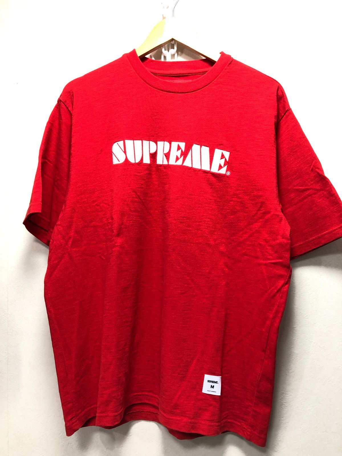 528042 24ss supreme embroidered s/s top Tシャツ M レッド シュプリーム