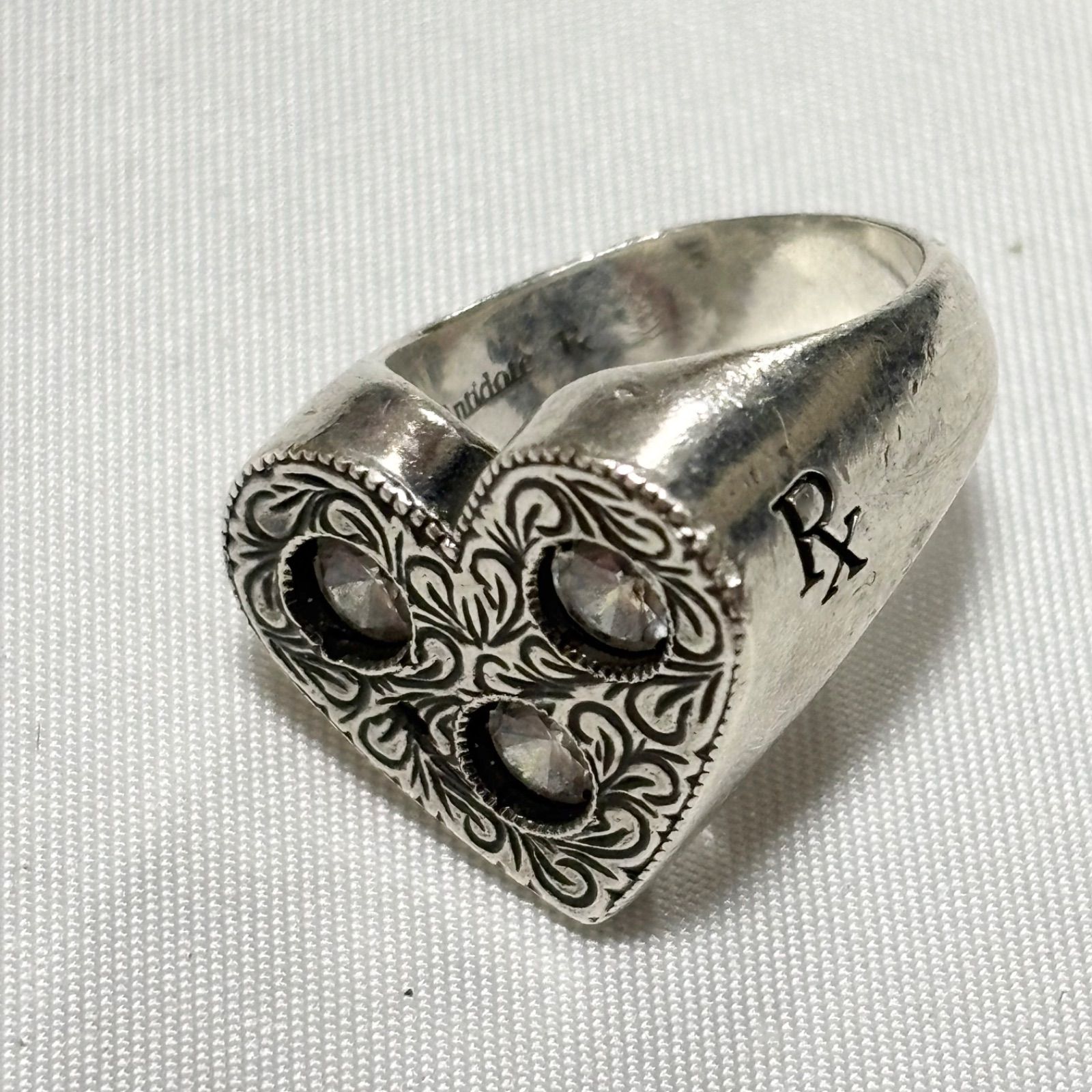【送料無料】ANTIDOTE BUYERS CLUB/アンチドートバイヤーズクラブ/Engraved Heart Ring/RX/SILVER 950/シルバー/ハート/リング/指輪/約9号/中古品