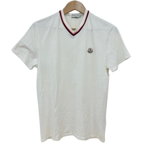♪MONCLER モンクレール MAGLIA SCOLLO A V Vネック Tシャツ 半袖 ホワイト 210918102600 メンズ M 9,995円