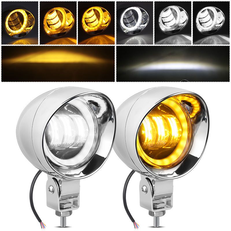 バイク用 LED フォグランプ 12V/24V クローム製