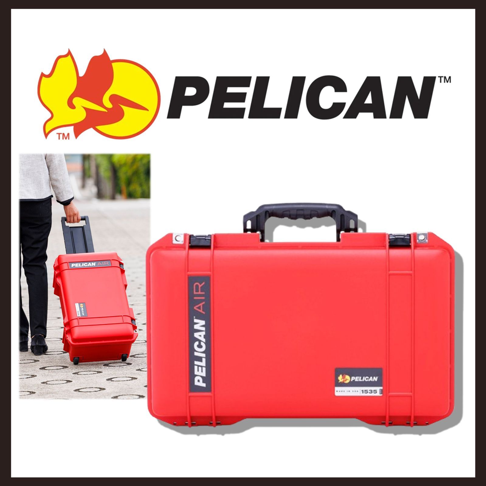 新品 未使用 PELICAN AIR 1535 ペリカンエアー レッド 27リットル【Pelican】ハードケース プロテクターケース 機内持込可