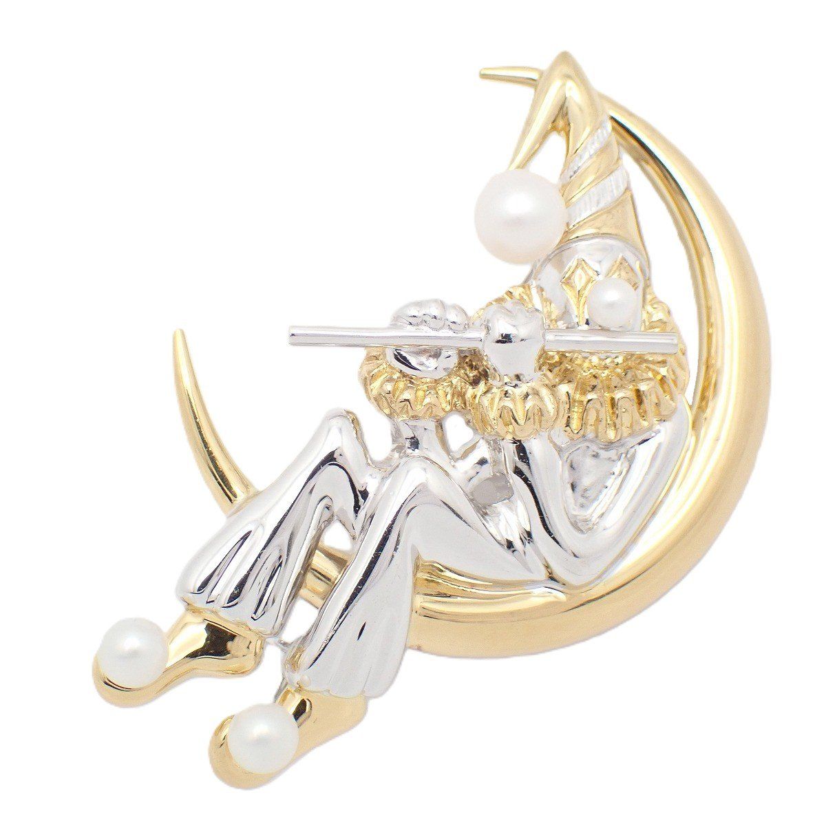 MIKIMOTO ミキモト ピエロ ブローチ シルバー ゴールドGP/パール【いおき質店】 25,375円