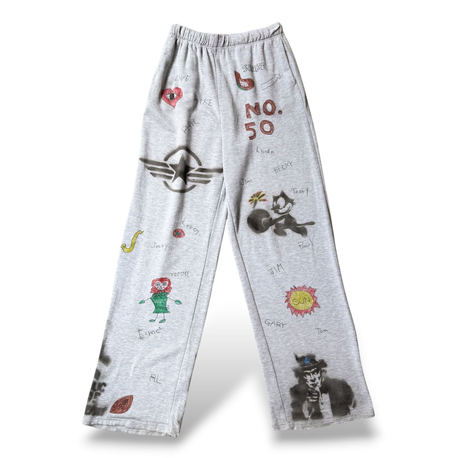 HAND PAINTED ART STENCIL MEMORIAL SWEAT PANTS / ハンド ペイント アート ステンシル メモリアル 落書き スウェット パンツ 12,012円