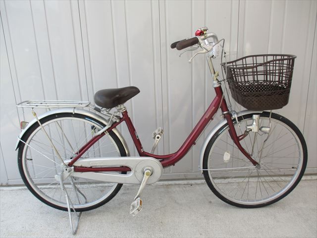 F426★整備済み★完成車発送★中古ママチャリ自転車【ブリヂストン　カルーサ　24インチ　　ワインレッド 】 12,166円